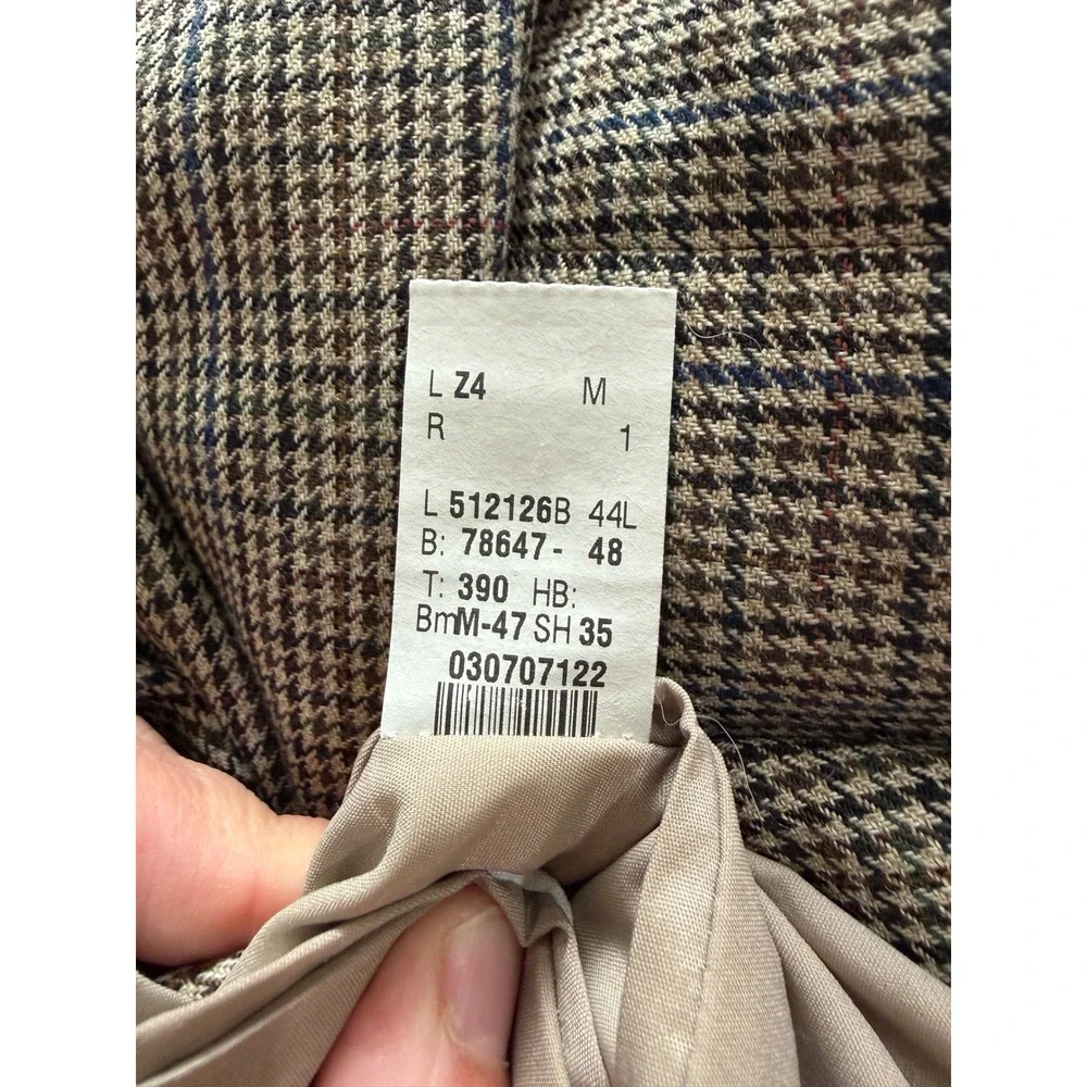 Lauren Ralph Lauren Brown Houndstooth Wool Blazer Sport Coat 44L Dark Academia